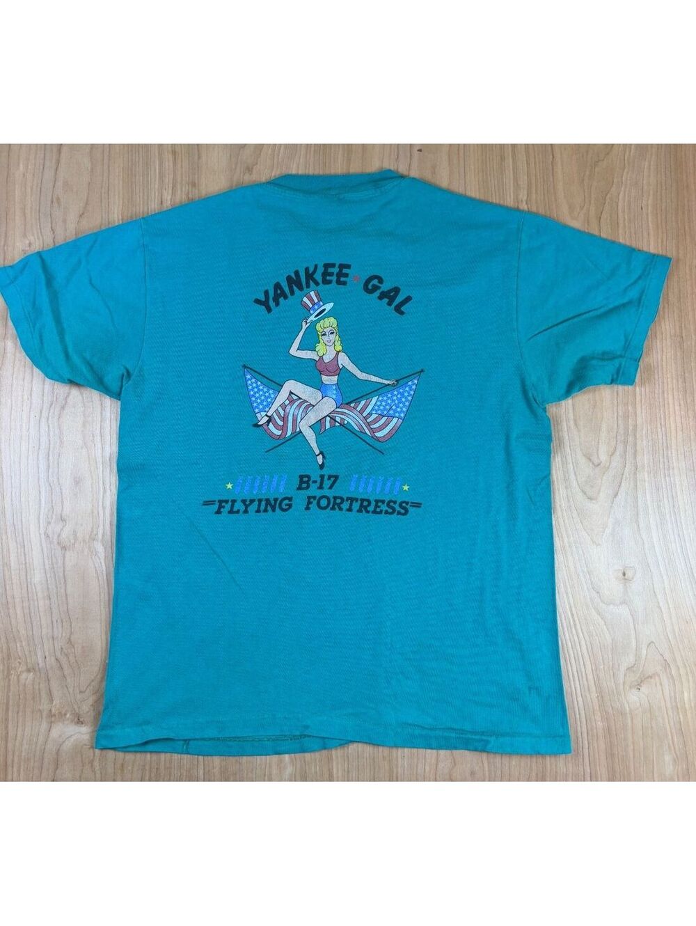 Vintage 80s Yankee Gal B-17 Flying Fortress tshirt Single Stitch pilot air force